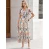 image:imageANRABESS Womens Summer Floral Maxi Dress Short Sleeve Flowy Tulle Wedding Guest Beach Vacation 2026 Spring Party Long DressesCream Navy Floral