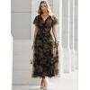 image:imageANRABESS Womens Summer Floral Maxi Dress Short Sleeve Flowy Tulle Wedding Guest Beach Vacation 2026 Spring Party Long DressesFloral Black Yellow