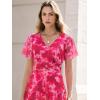 image:imageANRABESS Womens Summer Floral Maxi Dress Short Sleeve Flowy Tulle Wedding Guest Beach Vacation 2026 Spring Party Long DressesHot Pink Floral