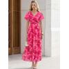 image:imageANRABESS Womens Summer Floral Maxi Dress Short Sleeve Flowy Tulle Wedding Guest Beach Vacation 2026 Spring Party Long DressesHot Pink Floral