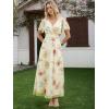 image:imageANRABESS Womens Summer Floral Maxi Dress Short Sleeve Flowy Tulle Wedding Guest Beach Vacation 2026 Spring Party Long DressesMulticolored Rose Apricot