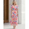 image:imageANRABESS Womens Summer Floral Maxi Dress Short Sleeve Flowy Tulle Wedding Guest Beach Vacation 2026 Spring Party Long DressesPink Blue Floral
