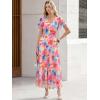 image:imageANRABESS Womens Summer Floral Maxi Dress Short Sleeve Flowy Tulle Wedding Guest Beach Vacation 2026 Spring Party Long DressesPink Blue Floral