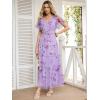 image:imageANRABESS Womens Summer Floral Maxi Dress Short Sleeve Flowy Tulle Wedding Guest Beach Vacation 2026 Spring Party Long DressesPurple Rose
