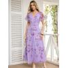 image:imageANRABESS Womens Summer Floral Maxi Dress Short Sleeve Flowy Tulle Wedding Guest Beach Vacation 2026 Spring Party Long DressesPurple Rose