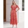 image:imageANRABESS Womens Summer Floral Maxi Dress Short Sleeve Flowy Tulle Wedding Guest Beach Vacation 2026 Spring Party Long DressesRed White Floral