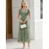 image:imageANRABESS Womens Summer Floral Maxi Dress Short Sleeve Flowy Tulle Wedding Guest Beach Vacation 2026 Spring Party Long DressesYellow Floral Green