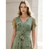 image:imageANRABESS Womens Summer Floral Maxi Dress Short Sleeve Flowy Tulle Wedding Guest Beach Vacation 2026 Spring Party Long DressesYellow Floral Green