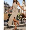 image:imageANRABESS Womens Summer Maxi Dress Casual Crew Neck Tie Waist Split WrinkleFree Fit Tank Long Vacation Dresses 2026 SpringApricot