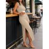 image:imageANRABESS Womens Summer Maxi Dress Casual Crew Neck Tie Waist Split WrinkleFree Fit Tank Long Vacation Dresses 2026 SpringApricot