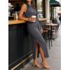 image:imageANRABESS Womens Summer Maxi Dress Casual Crew Neck Tie Waist Split WrinkleFree Fit Tank Long Vacation Dresses 2026 SpringDeep Grey