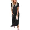 image:imageANRABESS Womens Summer Maxi Dress Short Sleeve Casual Loose Long T Shirt Dresses Split Vacation Beach Sundress Travel OutfitsBlack