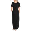image:imageANRABESS Womens Summer Maxi Dress Short Sleeve Casual Loose Long T Shirt Dresses Split Vacation Beach Sundress Travel OutfitsBlack