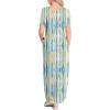 image:imageANRABESS Womens Summer Maxi Dress Short Sleeve Casual Loose Long T Shirt Dresses Split Vacation Beach Sundress Travel OutfitsBlue Ooange Ripples