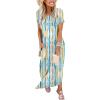 image:imageANRABESS Womens Summer Maxi Dress Short Sleeve Casual Loose Long T Shirt Dresses Split Vacation Beach Sundress Travel OutfitsBlue Ooange Ripples