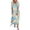 image:imageANRABESS Womens Summer Maxi Dress Short Sleeve Casual Loose Long T Shirt Dresses Split Vacation Beach Sundress Travel OutfitsBlue Ooange Ripples