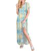 image:imageANRABESS Womens Summer Maxi Dress Short Sleeve Casual Loose Long T Shirt Dresses Split Vacation Beach Sundress Travel OutfitsBlue Ooange Ripples
