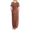 image:imageANRABESS Womens Summer Maxi Dress Short Sleeve Casual Loose Long T Shirt Dresses Split Vacation Beach Sundress Travel OutfitsBrown