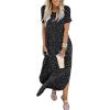 image:imageANRABESS Womens Summer Maxi Dress Short Sleeve Casual Loose Long T Shirt Dresses Split Vacation Beach Sundress Travel OutfitsDot Star