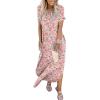 image:imageANRABESS Womens Summer Maxi Dress Short Sleeve Casual Loose Long T Shirt Dresses Split Vacation Beach Sundress Travel OutfitsFloral Blue Pink