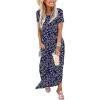 image:imageANRABESS Womens Summer Maxi Dress Short Sleeve Casual Loose Long T Shirt Dresses Split Vacation Beach Sundress Travel OutfitsFloral Blue White