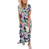 image:imageANRABESS Womens Summer Maxi Dress Short Sleeve Casual Loose Long T Shirt Dresses Split Vacation Beach Sundress Travel OutfitsFloral Green Pink