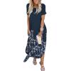 image:imageANRABESS Womens Summer Maxi Dress Short Sleeve Casual Loose Long T Shirt Dresses Split Vacation Beach Sundress Travel OutfitsFloral Navy Blue