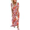 image:imageANRABESS Womens Summer Maxi Dress Short Sleeve Casual Loose Long T Shirt Dresses Split Vacation Beach Sundress Travel OutfitsFloral Orange Pink