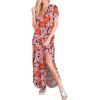 image:imageANRABESS Womens Summer Maxi Dress Short Sleeve Casual Loose Long T Shirt Dresses Split Vacation Beach Sundress Travel OutfitsFloral Orange Pink