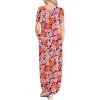 image:imageANRABESS Womens Summer Maxi Dress Short Sleeve Casual Loose Long T Shirt Dresses Split Vacation Beach Sundress Travel OutfitsFloral Orange Pink