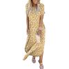 image:imageANRABESS Womens Summer Maxi Dress Short Sleeve Casual Loose Long T Shirt Dresses Split Vacation Beach Sundress Travel OutfitsFloral Yellow Red