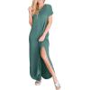image:imageANRABESS Womens Summer Maxi Dress Short Sleeve Casual Loose Long T Shirt Dresses Split Vacation Beach Sundress Travel OutfitsGrass