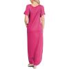 image:imageANRABESS Womens Summer Maxi Dress Short Sleeve Casual Loose Long T Shirt Dresses Split Vacation Beach Sundress Travel OutfitsPink