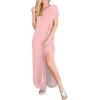 image:imageANRABESS Womens Summer Maxi Dress Short Sleeve Casual Loose Long T Shirt Dresses Split Vacation Beach Sundress Travel OutfitsPink White Dot