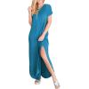 image:imageANRABESS Womens Summer Maxi Dress Short Sleeve Casual Loose Long T Shirt Dresses Split Vacation Beach Sundress Travel OutfitsSky