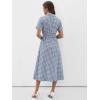 image:imageANRABESS Womens Summer Midi Dress Short Sleeve Striped Plaid Button Collar Shirt Dresses 2026 Casual Beach Vacation ClothesBlue White Plaid
