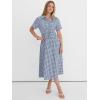 image:imageANRABESS Womens Summer Midi Dress Short Sleeve Striped Plaid Button Collar Shirt Dresses 2026 Casual Beach Vacation ClothesBlue White Plaid