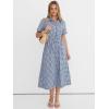 image:imageANRABESS Womens Summer Midi Dress Short Sleeve Striped Plaid Button Collar Shirt Dresses 2026 Casual Beach Vacation ClothesBlue White Plaid