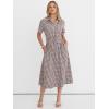 image:imageANRABESS Womens Summer Midi Dress Short Sleeve Striped Plaid Button Collar Shirt Dresses 2026 Casual Beach Vacation ClothesBrown White Plaid