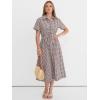 image:imageANRABESS Womens Summer Midi Dress Short Sleeve Striped Plaid Button Collar Shirt Dresses 2026 Casual Beach Vacation ClothesBrown White Plaid