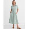 image:imageANRABESS Womens Summer Midi Dress Short Sleeve Striped Plaid Button Collar Shirt Dresses 2026 Casual Beach Vacation ClothesGreen White Stripe