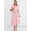 image:imageANRABESS Womens Summer Midi Dress Short Sleeve Striped Plaid Button Collar Shirt Dresses 2026 Casual Beach Vacation ClothesPink White Plaid