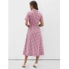 image:imageANRABESS Womens Summer Midi Dress Short Sleeve Striped Plaid Button Collar Shirt Dresses 2026 Casual Beach Vacation ClothesRed White Plaid