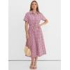 image:imageANRABESS Womens Summer Midi Dress Short Sleeve Striped Plaid Button Collar Shirt Dresses 2026 Casual Beach Vacation ClothesRed White Plaid