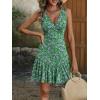 image:imageANRABESS Womens Summer Mini Dress 2026 Sleeveless Sexy Wrap V Neck ALine Boho Floral Sundress Casual Flowy Beach DressesFloral Green