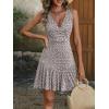 image:imageANRABESS Womens Summer Mini Dress 2026 Sleeveless Sexy Wrap V Neck ALine Boho Floral Sundress Casual Flowy Beach DressesKhaki Polka Dot
