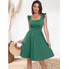 image:imageANRABESS Womens Summer Short Dress 2026 Square Neck Sleeveless A Line Ruffled Wedding Casual Cute Teen Beach Mini SundressGreen