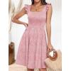image:imageANRABESS Womens Summer Short Dress 2026 Square Neck Sleeveless A Line Ruffled Wedding Casual Cute Teen Beach Mini SundressPink Floral