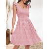 image:imageANRABESS Womens Summer Short Dress 2026 Square Neck Sleeveless A Line Ruffled Wedding Casual Cute Teen Beach Mini SundressPink Floral