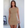 image:imageANRABESS Womens Summer Sleeveless Bodycon Mini Dress Ribbed Knit Crewneck 2026 Basic Slim Fit Party Cocktail Short DressesLight Brown